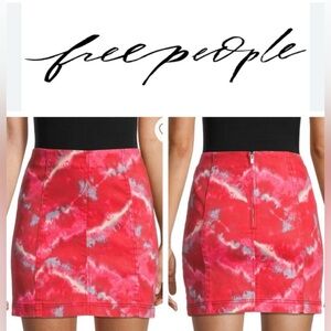 Free People Women’s Flamingo Flame Denim Tye-Dye Skirt